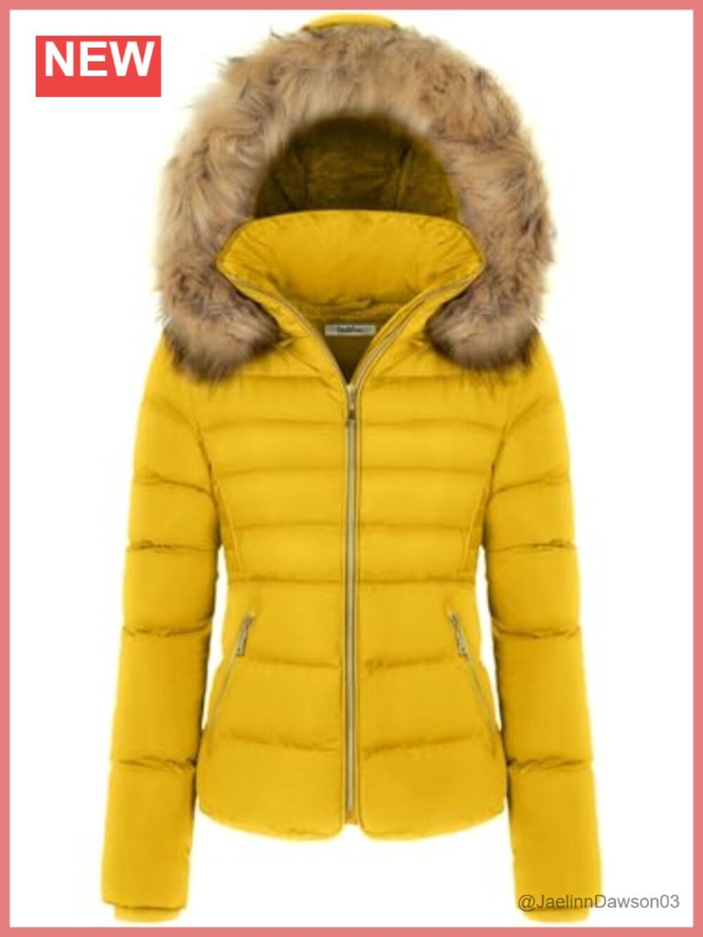 Puffer Winter Coat Fleece Lined Faux Fur Hood Women's